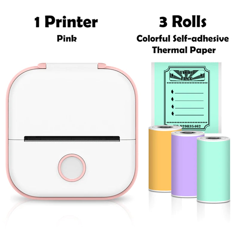 T02 Portable Mini Wireless Thermal Pocket Printer Self-Adhesive Stickers Use for Diy,Journal Sticker Impresora Portátil