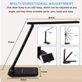 LED Desk Lamp, Desk Lamp with Wireless Charger, Suitable for Home, Office Dimmable Desk Lamp, with USB Charging Port, Built-In Clock, Calendar, Thermometer and Automatic Timing Reading Desk Lamp.