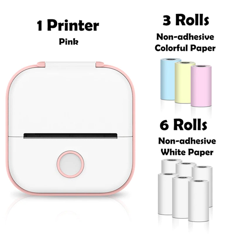 T02 Portable Mini Wireless Thermal Pocket Printer Self-Adhesive Stickers Use for Diy,Journal Sticker Impresora Portátil