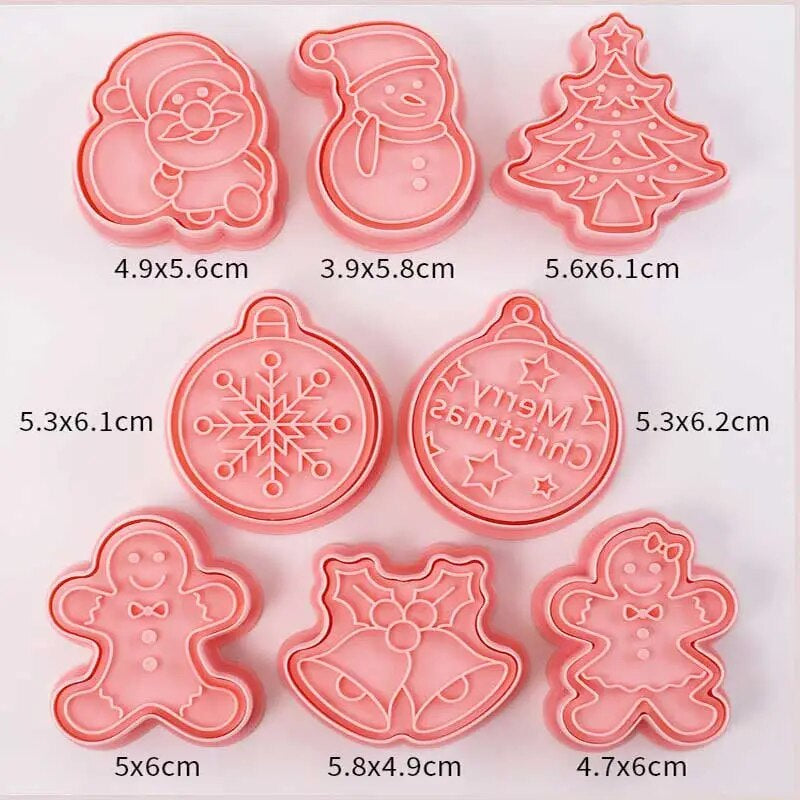 8 Pcs/Set DIY Cake Decorating Tools Christmas Cartoon Biscuit Mould Cookie Cutters Set Plastic Baking Mould Cookie Tools