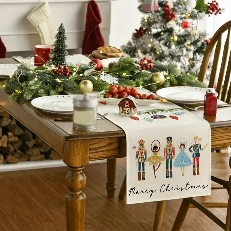 Linen Christmas Table Runner Snowman Xmas Tree Home Dining Table Cover Tablecloth 2023 Navidad Noel Christmas Decorations 2024