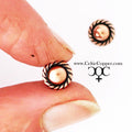 Copper Stud Earrings 2 Pair Set Solid Copper Rope Edged Copper Earring Studs