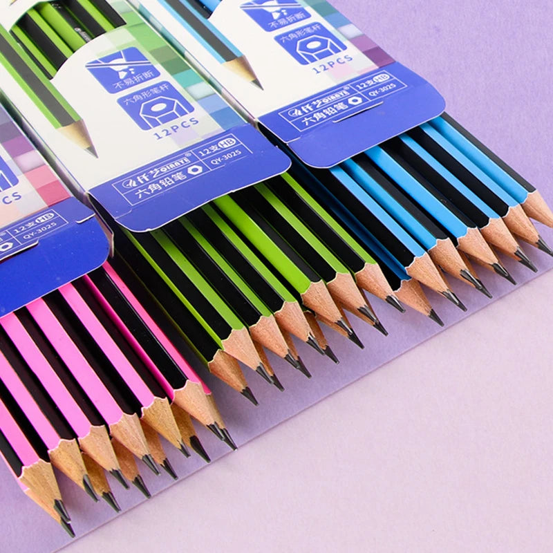 12Pcs /Lot Ordinary Pencil Wooden Lead Pencils 2B/HB Pencil with Eraser Children Gift Drawing Pencil School Writing Stationery