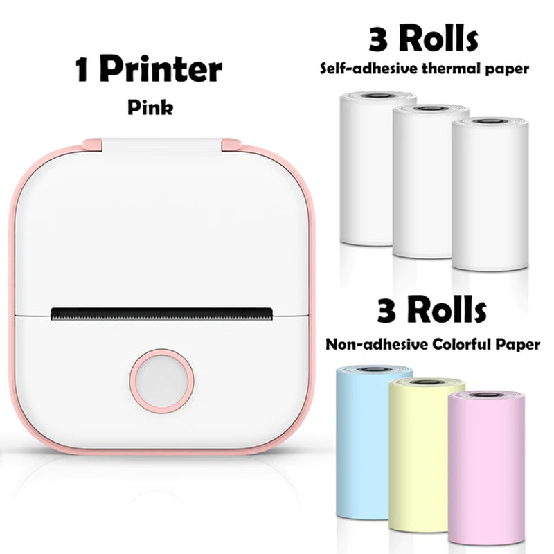 T02 Portable Mini Wireless Thermal Pocket Printer Self-Adhesive Stickers Use for Diy,Journal Sticker Impresora Portátil