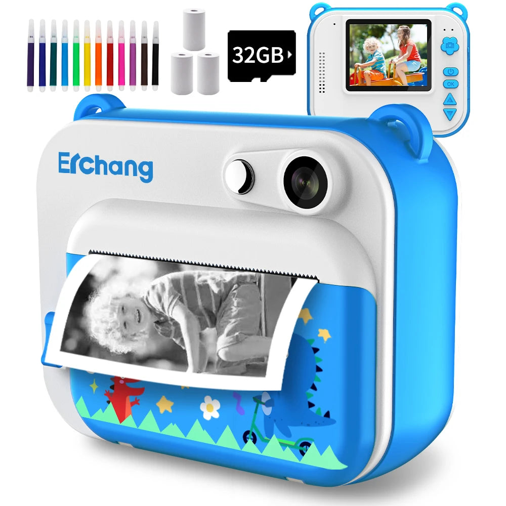 Children Instant Printing Camera 1080P HD Screen Video Digital Camera for Kids with Photo Printing Boys Girls Birthday Toy Gifts