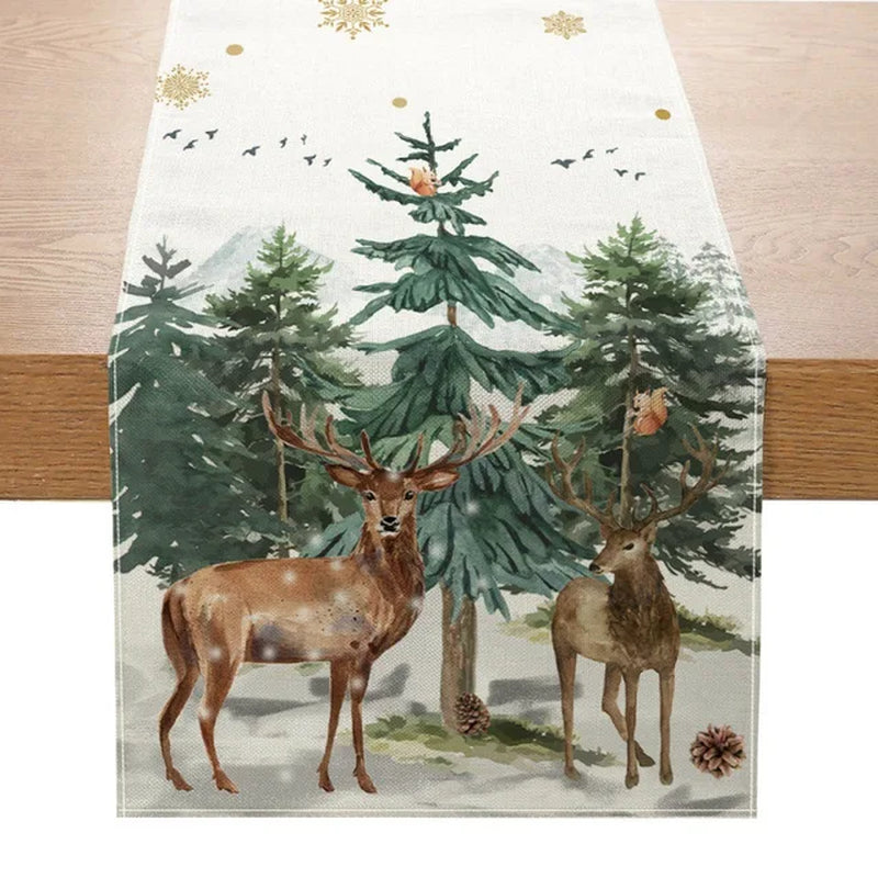 Linen Christmas Table Runner Snowman Xmas Tree Home Dining Table Cover Tablecloth 2023 Navidad Noel Christmas Decorations 2024