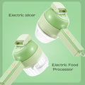 4In1 Electric Vegetable Cutter Set Handheld Wireless Electric Garlic Masher Food Chopper Meat Grinder Machine Food Peel Slice