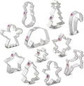 Winter Christmas Cookie Cutters 11-Pc. Set Made in the USA by Ann Clark, Gingerbread Boy, Christmas Tree, Reindeer, Snowflake, Snowman and More