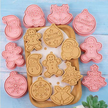 8 Pcs/Set DIY Cake Decorating Tools Christmas Cartoon Biscuit Mould Cookie Cutters Set Plastic Baking Mould Cookie Tools