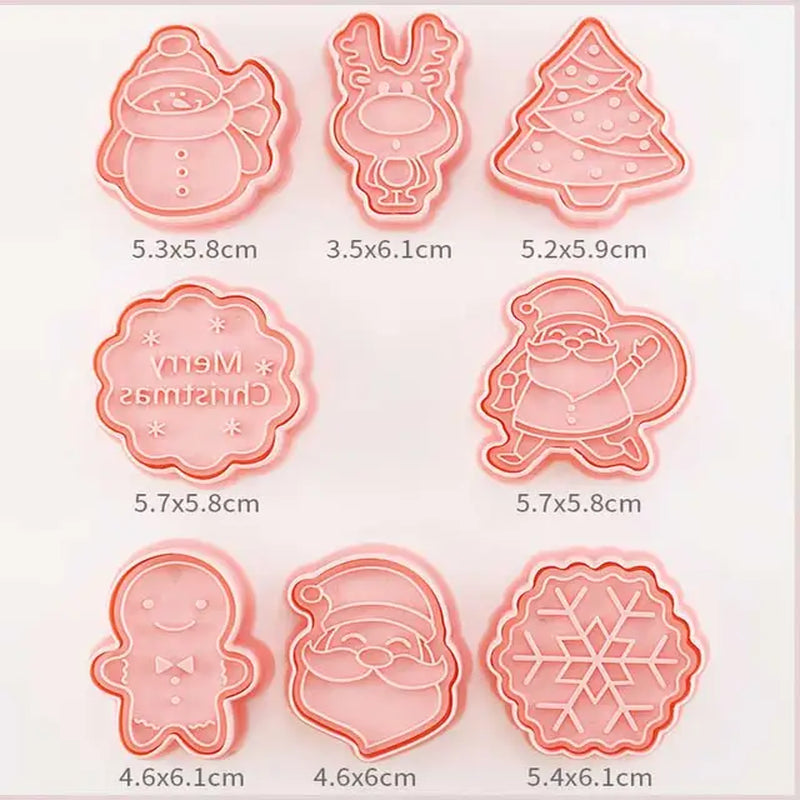 8 Pcs/Set DIY Cake Decorating Tools Christmas Cartoon Biscuit Mould Cookie Cutters Set Plastic Baking Mould Cookie Tools