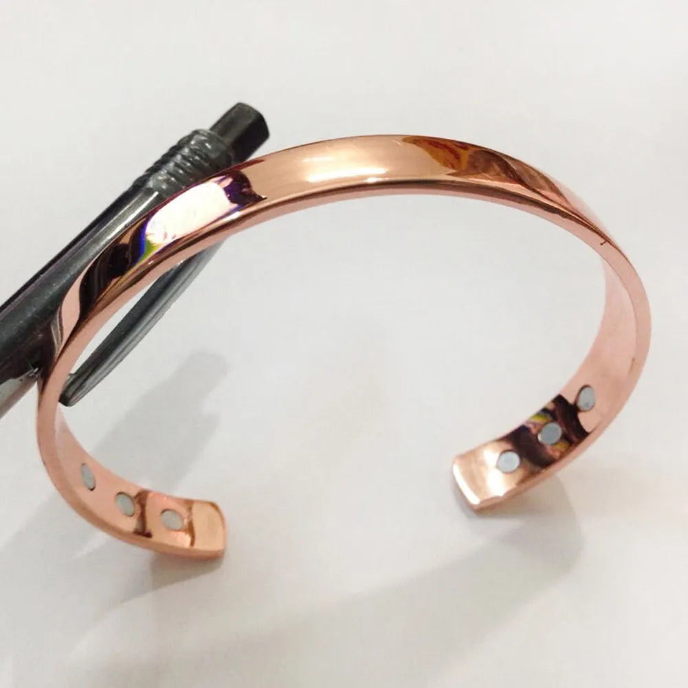 Pure Copper Magnet Energy Health Open Bangle Plated Gold Color Simple Bracelet Bio Healthy Healing Bracelet