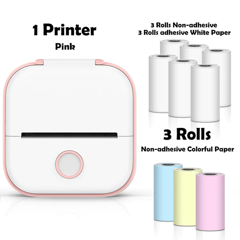 T02 Portable Mini Wireless Thermal Pocket Printer Self-Adhesive Stickers Use for Diy,Journal Sticker Impresora Portátil