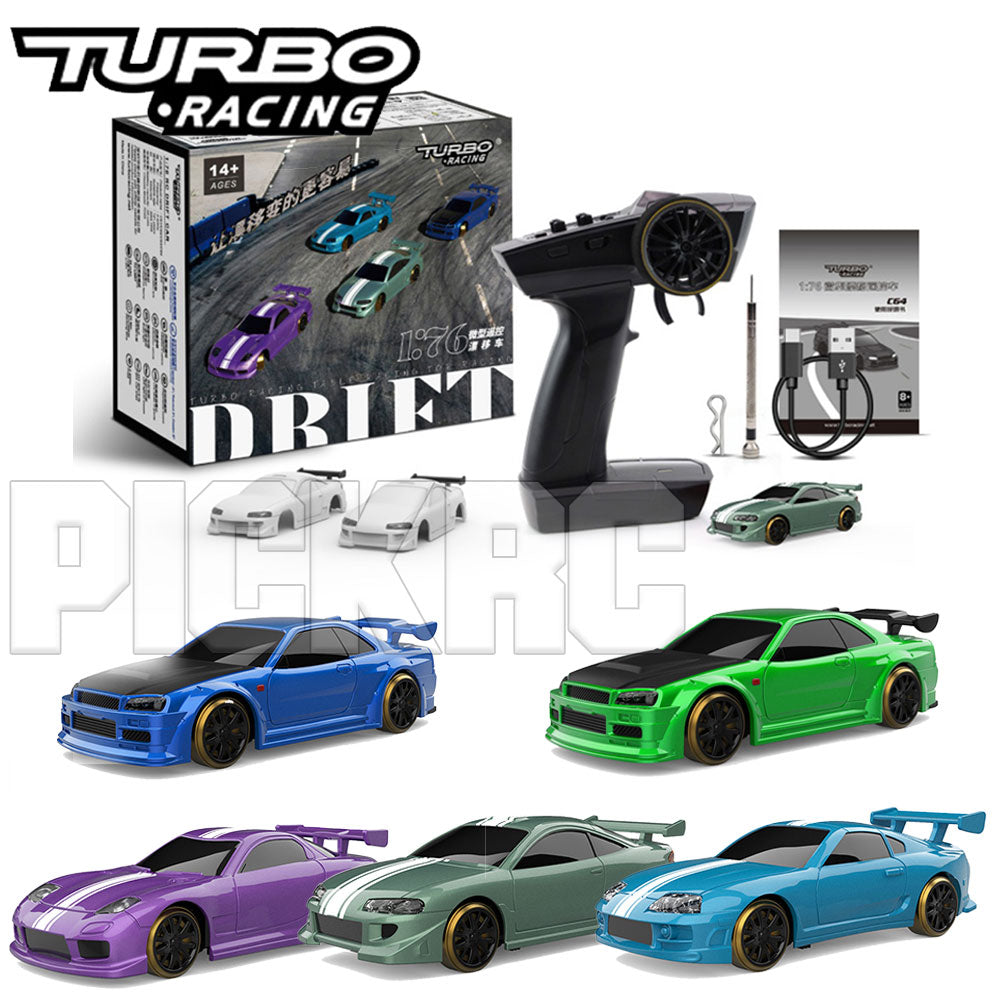 Turbo Racing 1:76 C74 C75 Flat Running C64 C61 C62 C63 Drift RC Car with Gyro Radio Full Proportional Toys for Kids and Adults