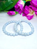 Blue Calcite Stone round Beaded Bracelet 8MM Stretch Bracelet