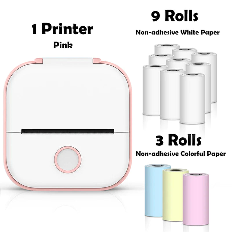 T02 Portable Mini Wireless Thermal Pocket Printer Self-Adhesive Stickers Use for Diy,Journal Sticker Impresora Portátil