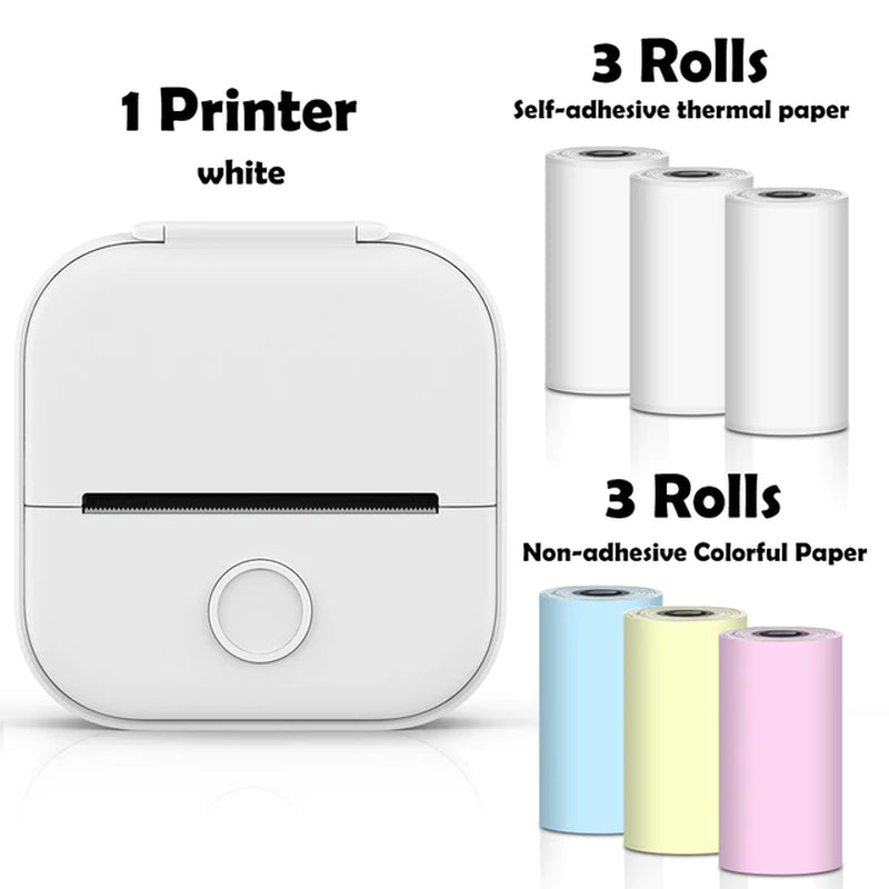 T02 Portable Mini Wireless Thermal Pocket Printer Self-Adhesive Stickers Use for Diy,Journal Sticker Impresora Portátil