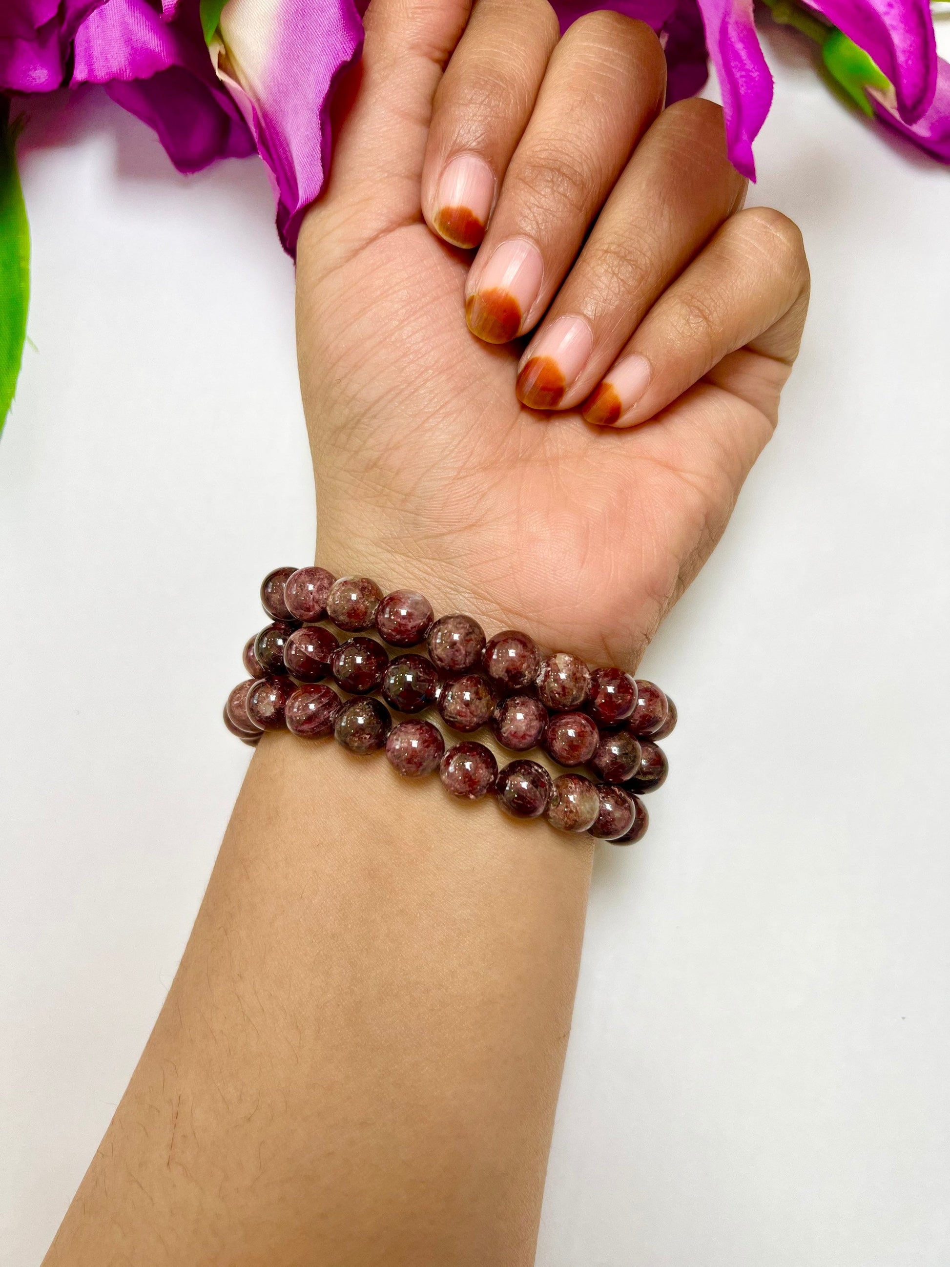 Garnet Stone Bracelet round Beaded Bracelet 8 MM Stretch Bracelet