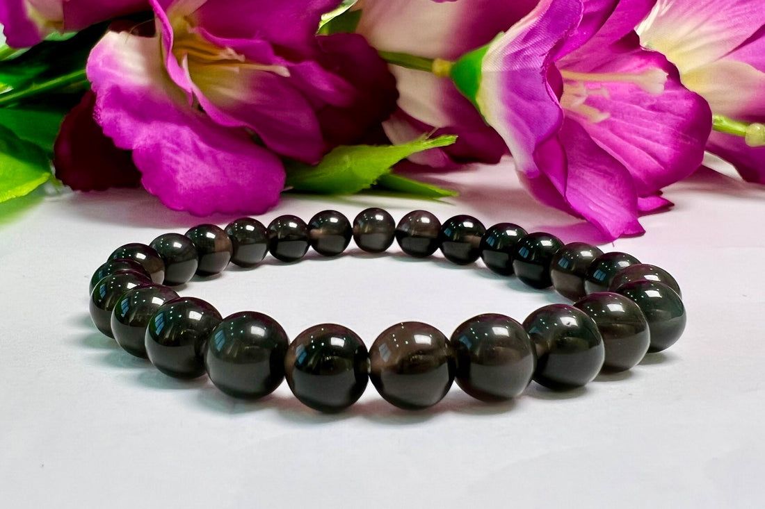 Apache Tears Stone round Beaded Bracelet 8 MM Stretch Bracelet