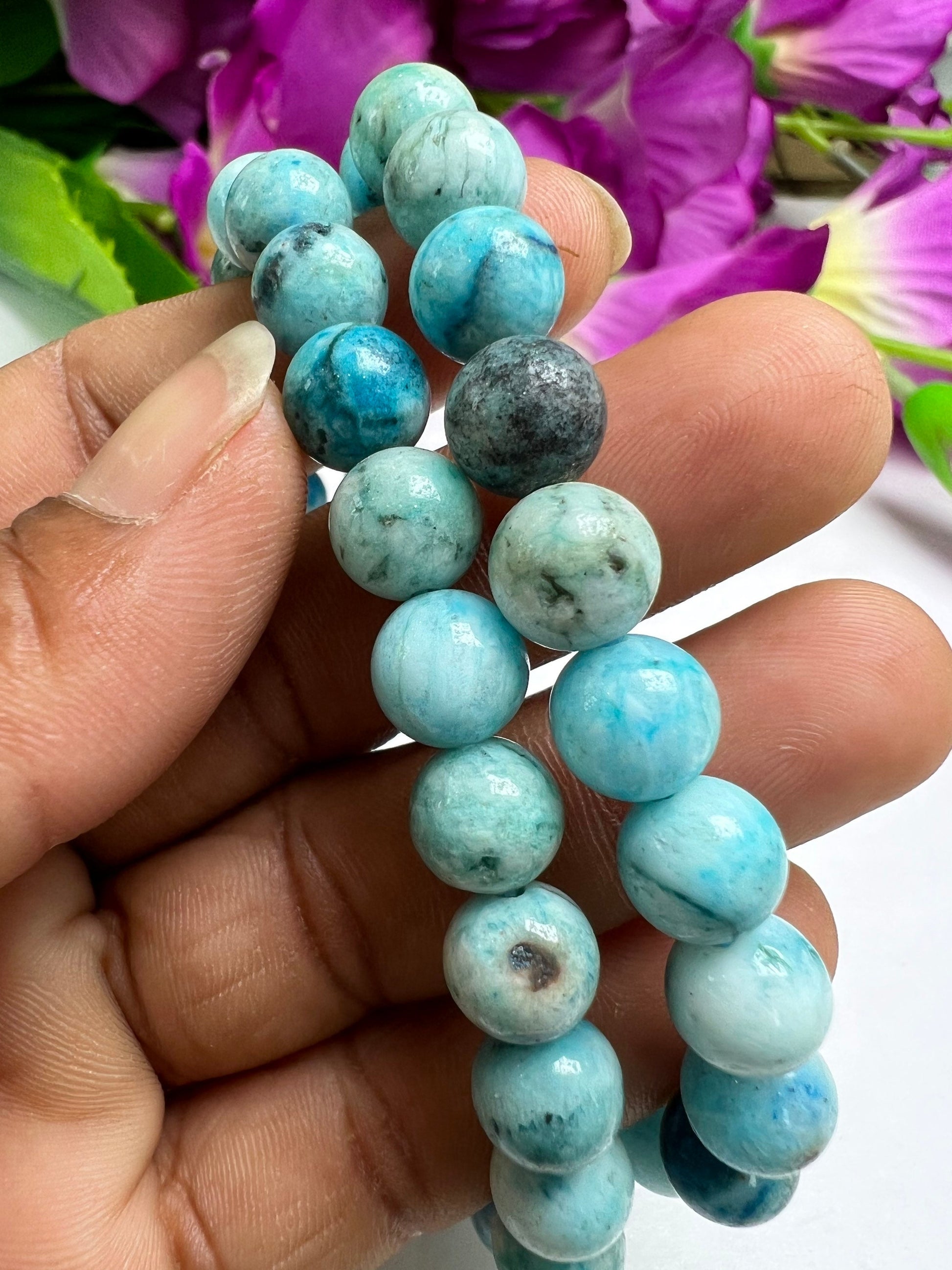 Smithsonite Crystal Stone round Beaded Bracelet 8 MM Stretch Bracelet