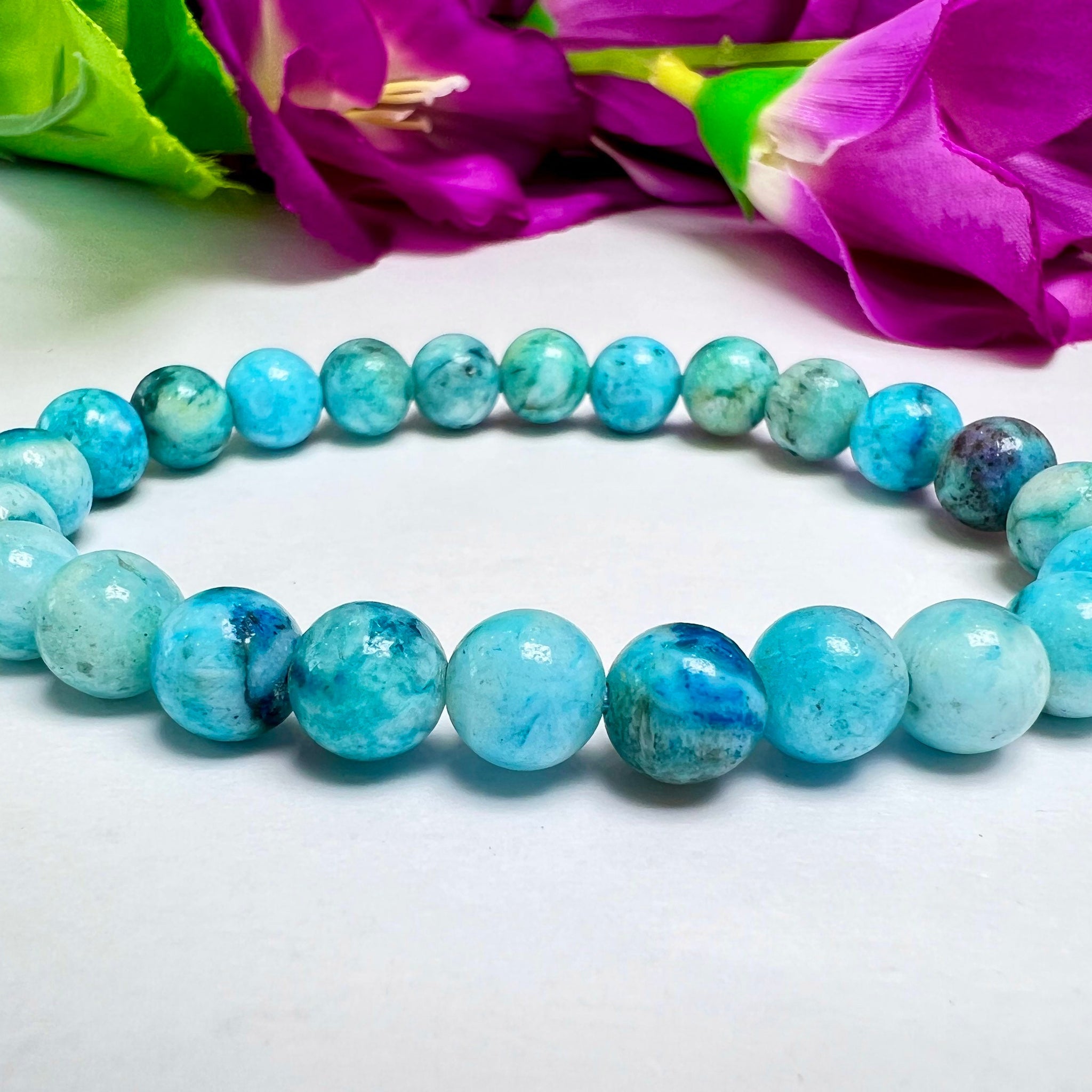 Smithsonite Crystal Stone round Beaded Bracelet 8 MM Stretch Bracelet