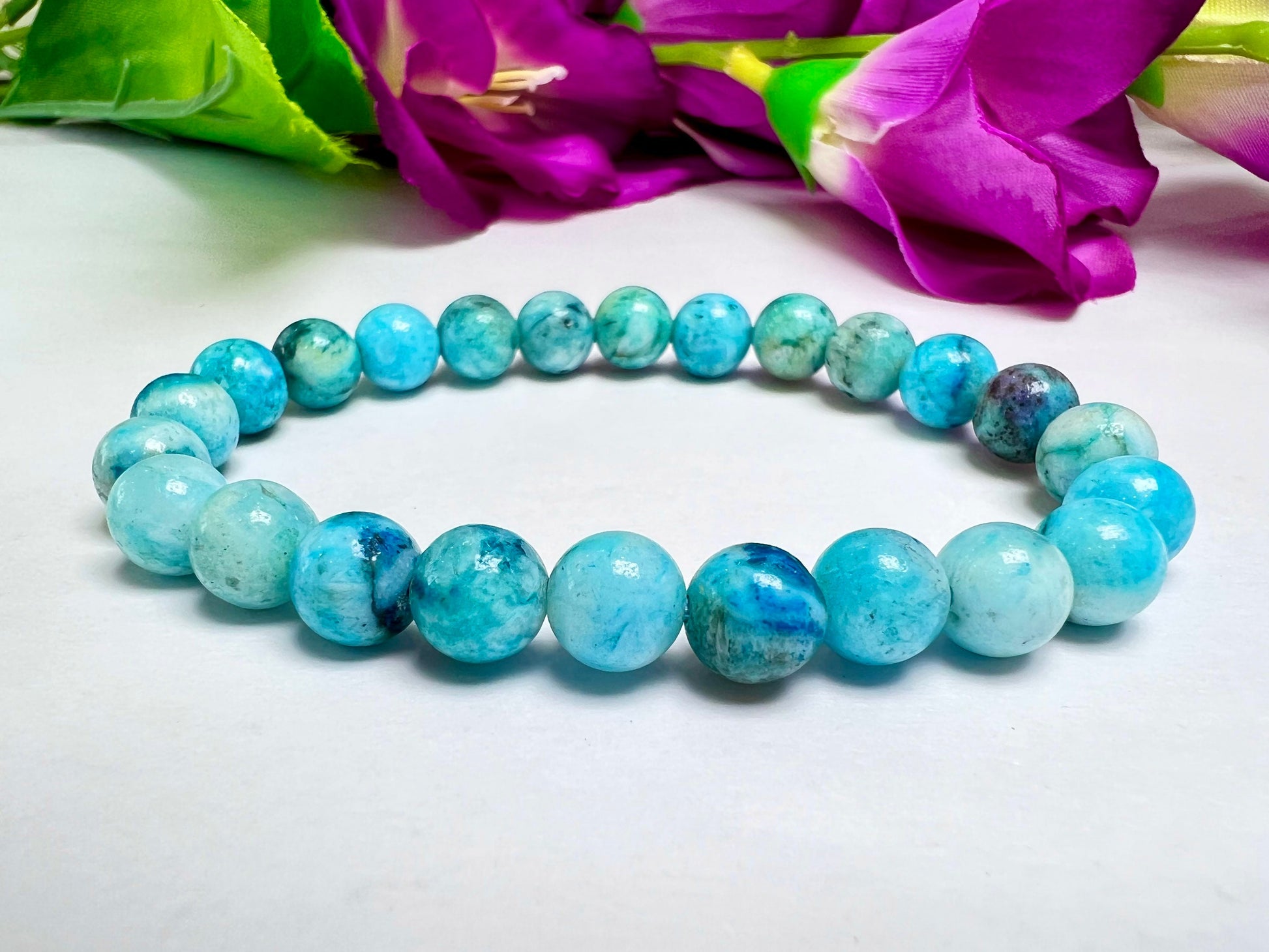 Smithsonite Crystal Stone round Beaded Bracelet 8 MM Stretch Bracelet