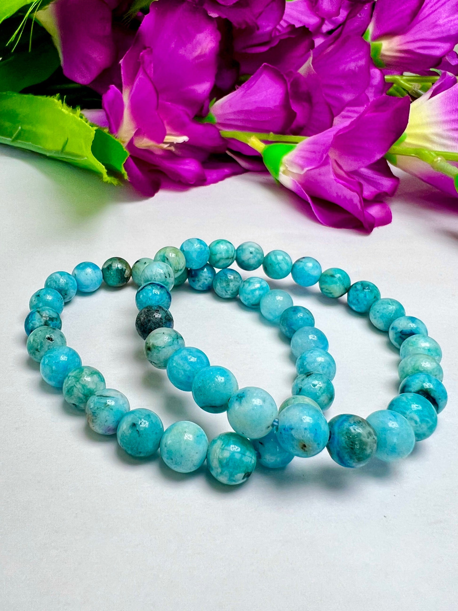 Smithsonite Crystal Stone round Beaded Bracelet 8 MM Stretch Bracelet