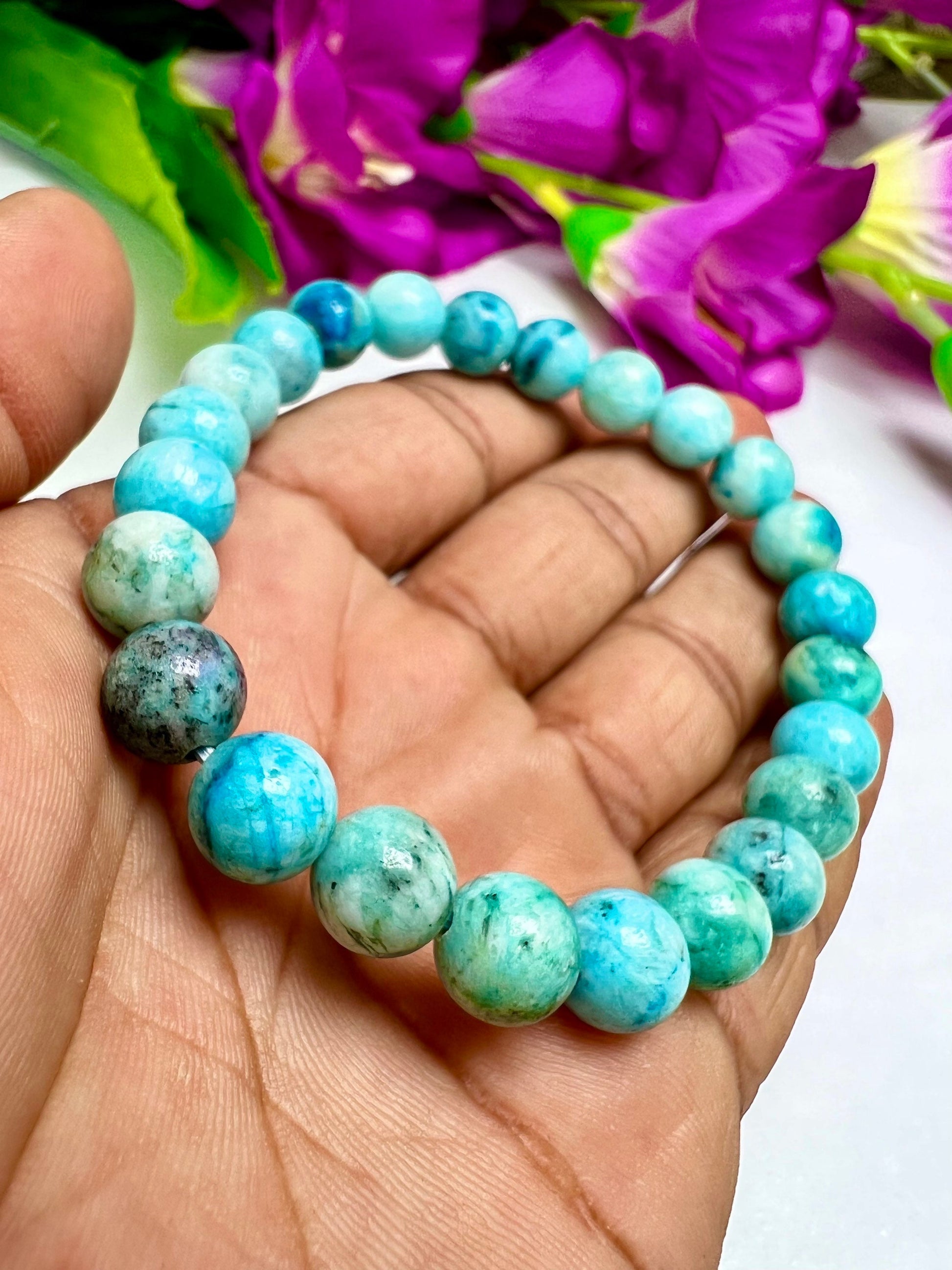 Smithsonite Crystal Stone round Beaded Bracelet 8 MM Stretch Bracelet