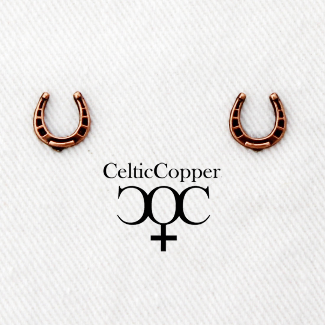 Copper Horse Shoe Stud Earrings with Hypoallergenic Earring Posts Equestrian Copper Earring Studs