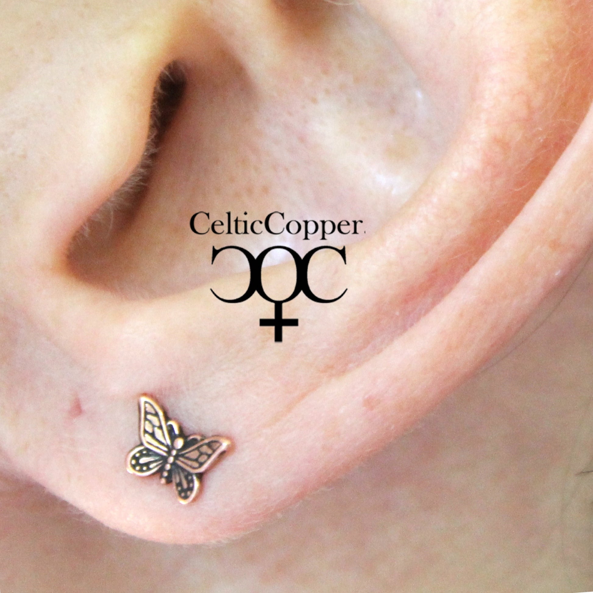 Copper Butterfly Stud Earrings Hypoallergenic Earring Posts Tiny Butterfly Earrings Copper Studs