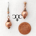 Copper Bauble Drop Earrings EC9M Solid Copper 9Mm round Ornate Bead Earrings