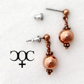 Copper Bauble Drop Earrings EC9M Solid Copper 9Mm round Ornate Bead Earrings