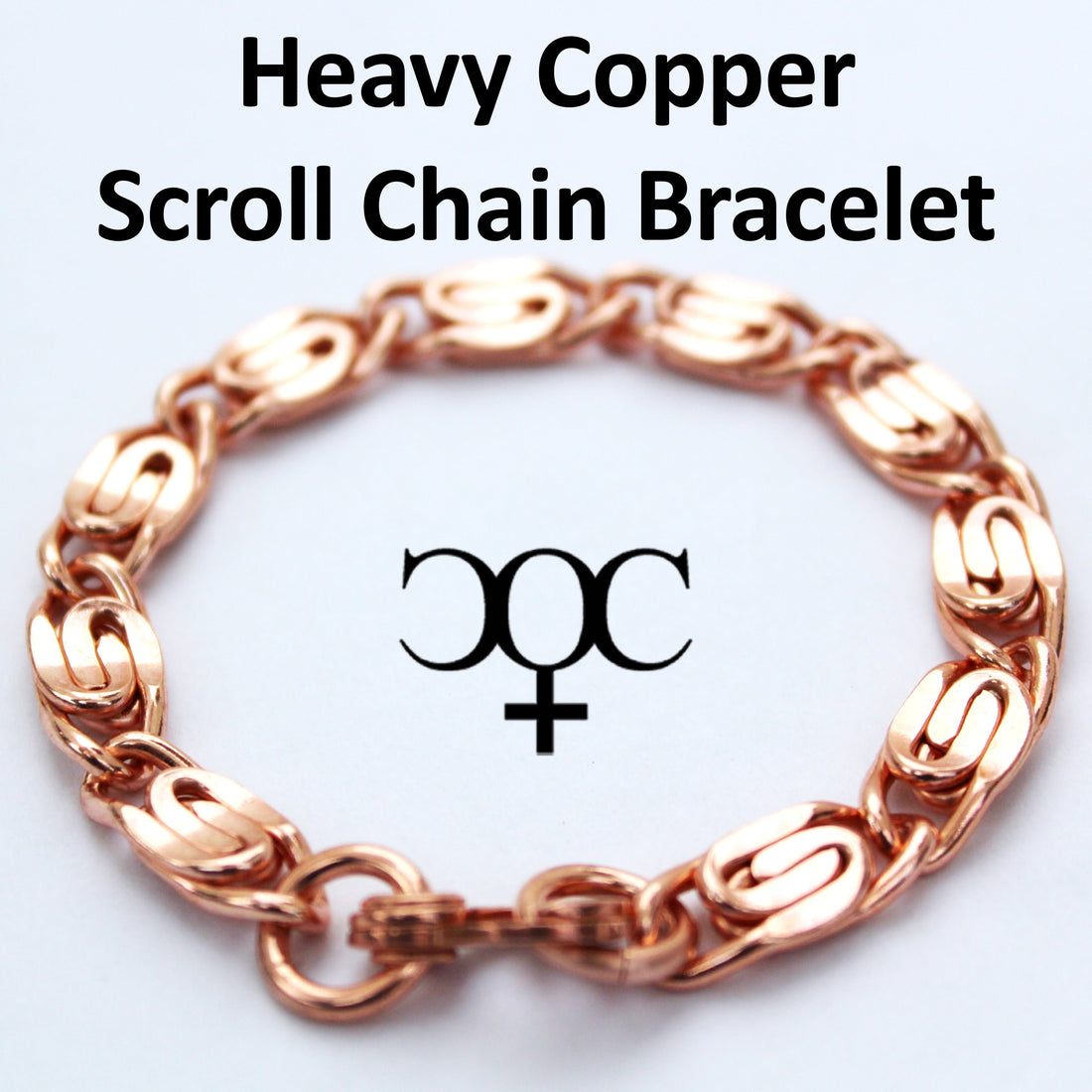 Solid Copper Bracelet Chain Heavy Celtic Scroll Chain Bracelet Copper Bracelet Chain 7.25Mm Scroll Chain Bracelet for Men and Women