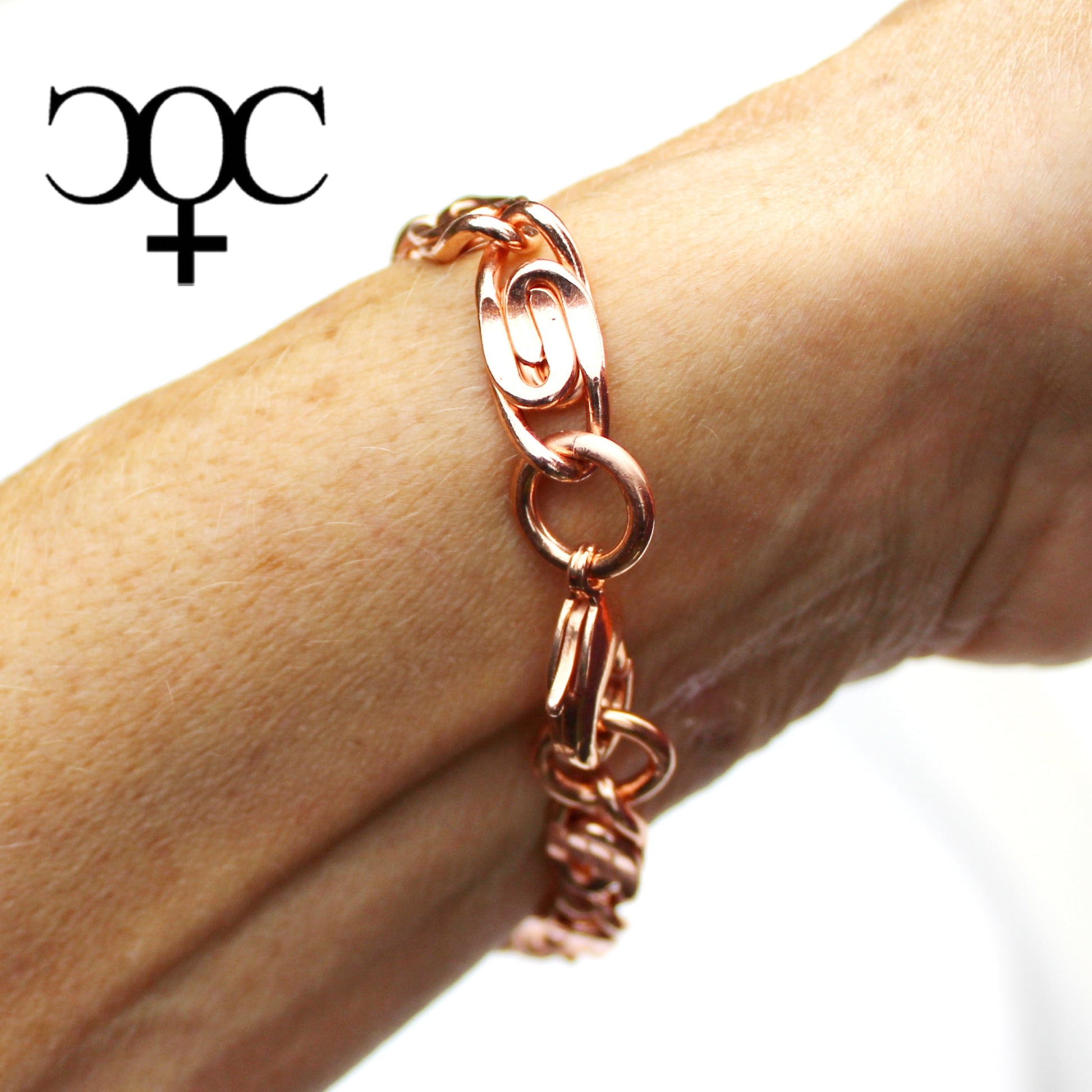 Solid Copper Bracelet Chain Heavy Celtic Scroll Chain Bracelet Copper Bracelet Chain 7.25Mm Scroll Chain Bracelet for Men and Women